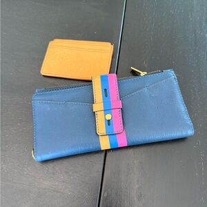 Fossil Blue Wallet with Colorful Stripe